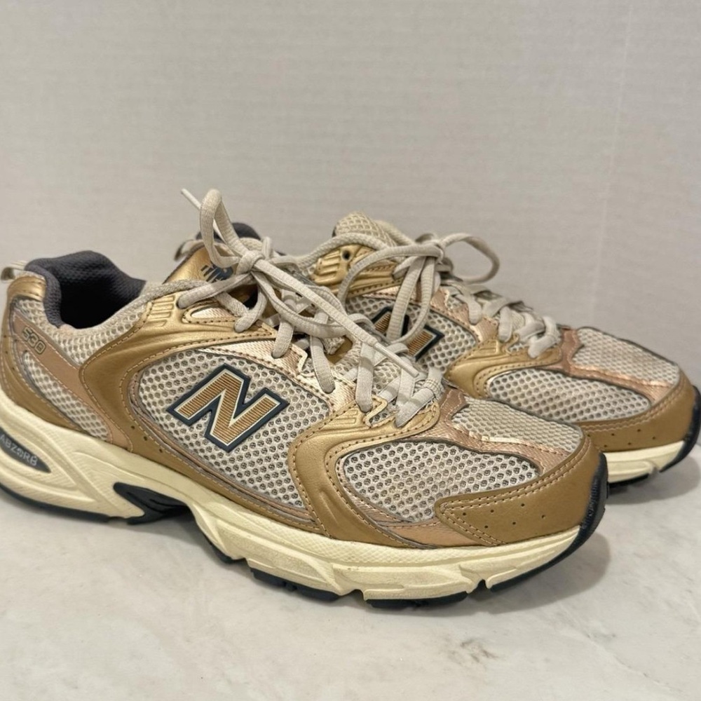 New Balance Tan and Cream Athletic Shoes